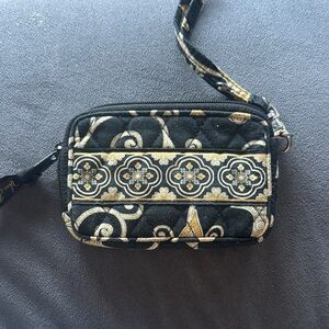 Vera Bradley Yellow Bird Zip Around Wallet Quilted Black Yellow Retired
Pockets